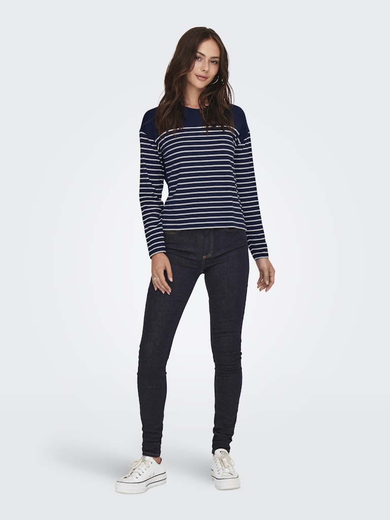 Punto JDY Jdybold L/S Top Jrs Atk 15309016 Black Iris CLOUD DANCER