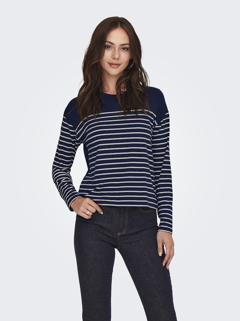 Punto JDY Jdybold L/S Top Jrs Atk 15309016 Black Iris CLOUD DANCER