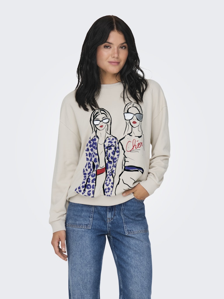 Sweatshirt ONLY Onlsille L/S Ladies O-Neck Box Swt 15333241 Pumice Stone Cheri