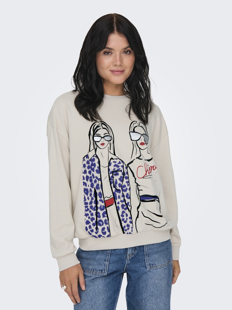 Sweatshirt ONLY Onlsille L/S Ladies O-Neck Box Swt 15333241 Pumice Stone Cheri
