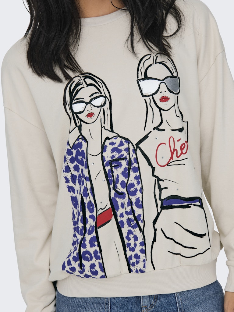 Sweatshirt ONLY Onlsille L/S Ladies O-Neck Box Swt 15333241 Pumice Stone Cheri