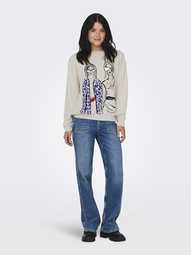 Sweatshirt ONLY Onlsille L/S Ladies O-Neck Box Swt 15333241 Pumice Stone Cheri