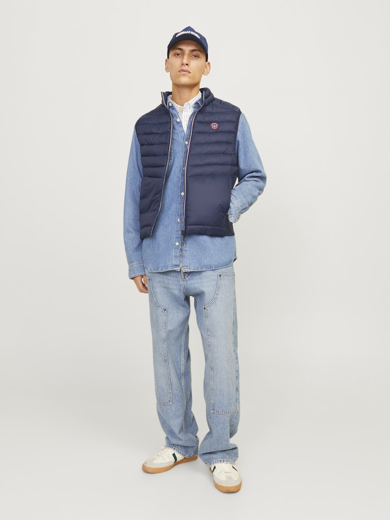 Jack & Jones Jjesprint Bodywarmer Collar Noos 12258457 Navy Blazer True Red Stitches