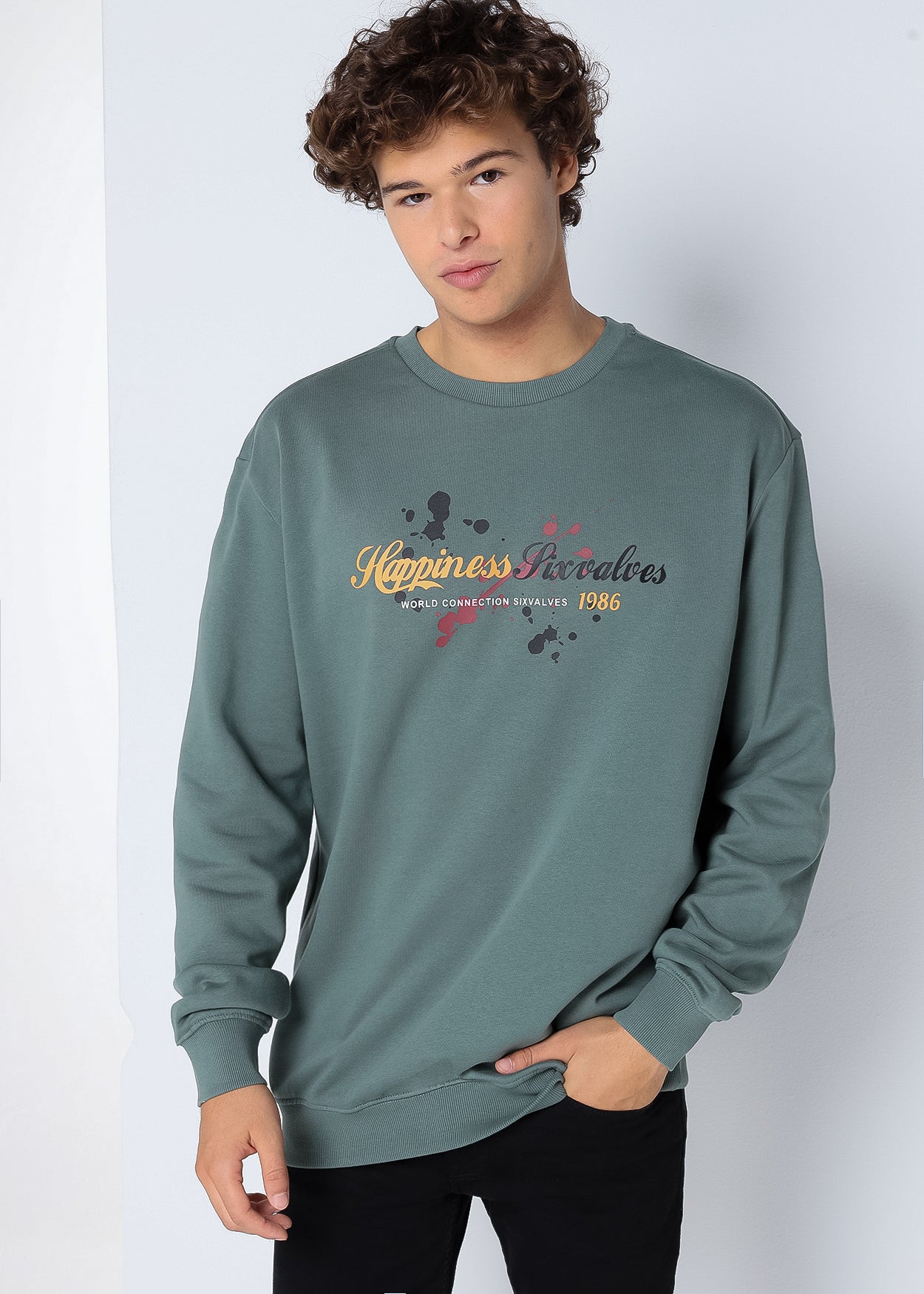 Sudadera Cuello Caja Texto Happiness 377