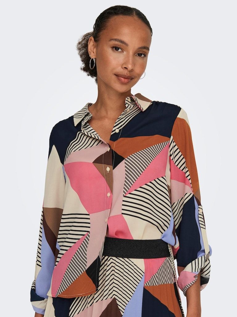 Onlsimone Life L/S Plisse Shirt PtmConfetti Poetic graphic