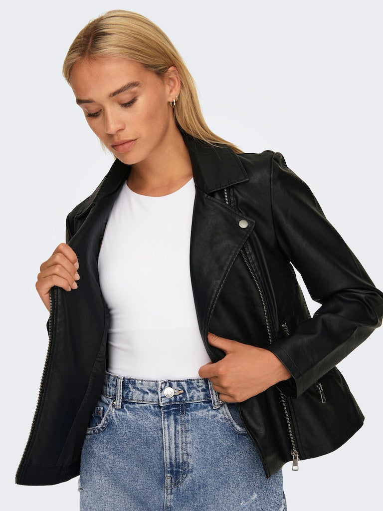 Onlnewmelisa Faux Leather Biker Cc OtwBlack