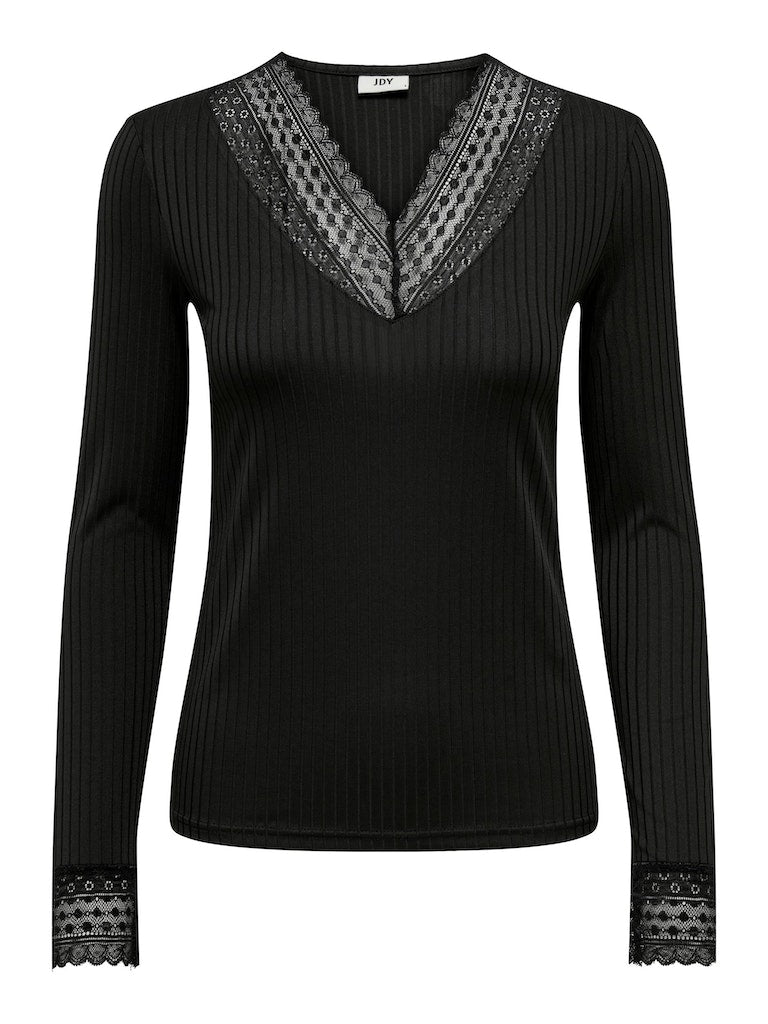 Jdyrine L/S V - Neck Top Jrs AtkBlack