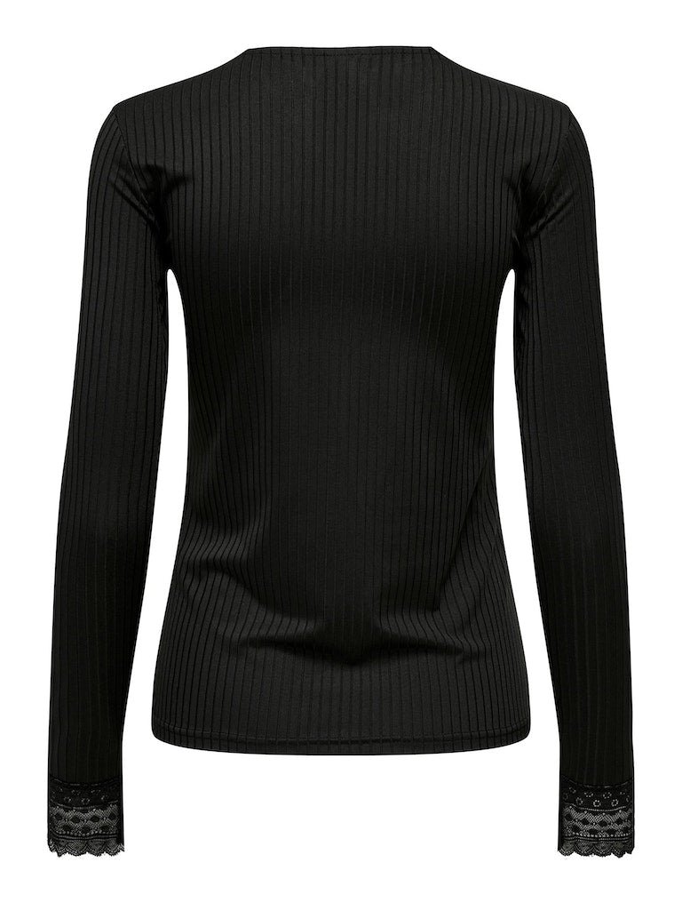 Jdyrine L/S V - Neck Top Jrs AtkBlack