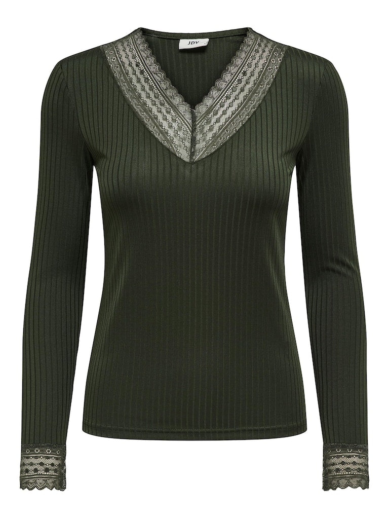 Jdyrine L/S V - Neck Top Jrs AtkRosin