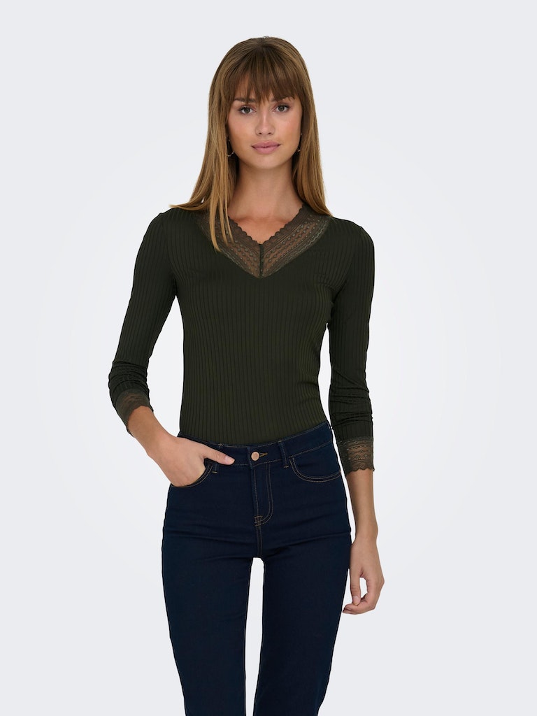 Jdyrine L/S V - Neck Top Jrs AtkRosin