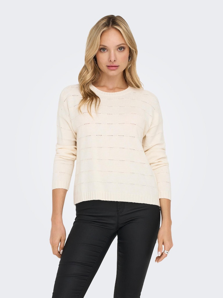 Onlkatia Ls Struct O-Neck Cc KntWhitecap Gray Melange