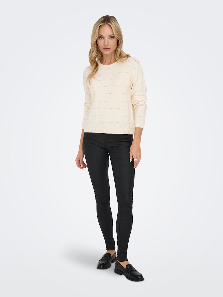 Onlkatia Ls Struct O-Neck Cc KntWhitecap Gray Melange