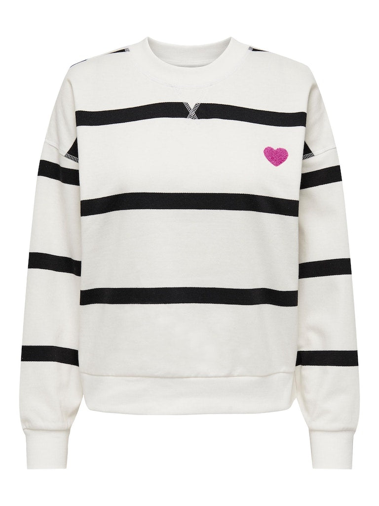 Onlserena L/S Stripe O-Neck SwtCloud Dancer Black