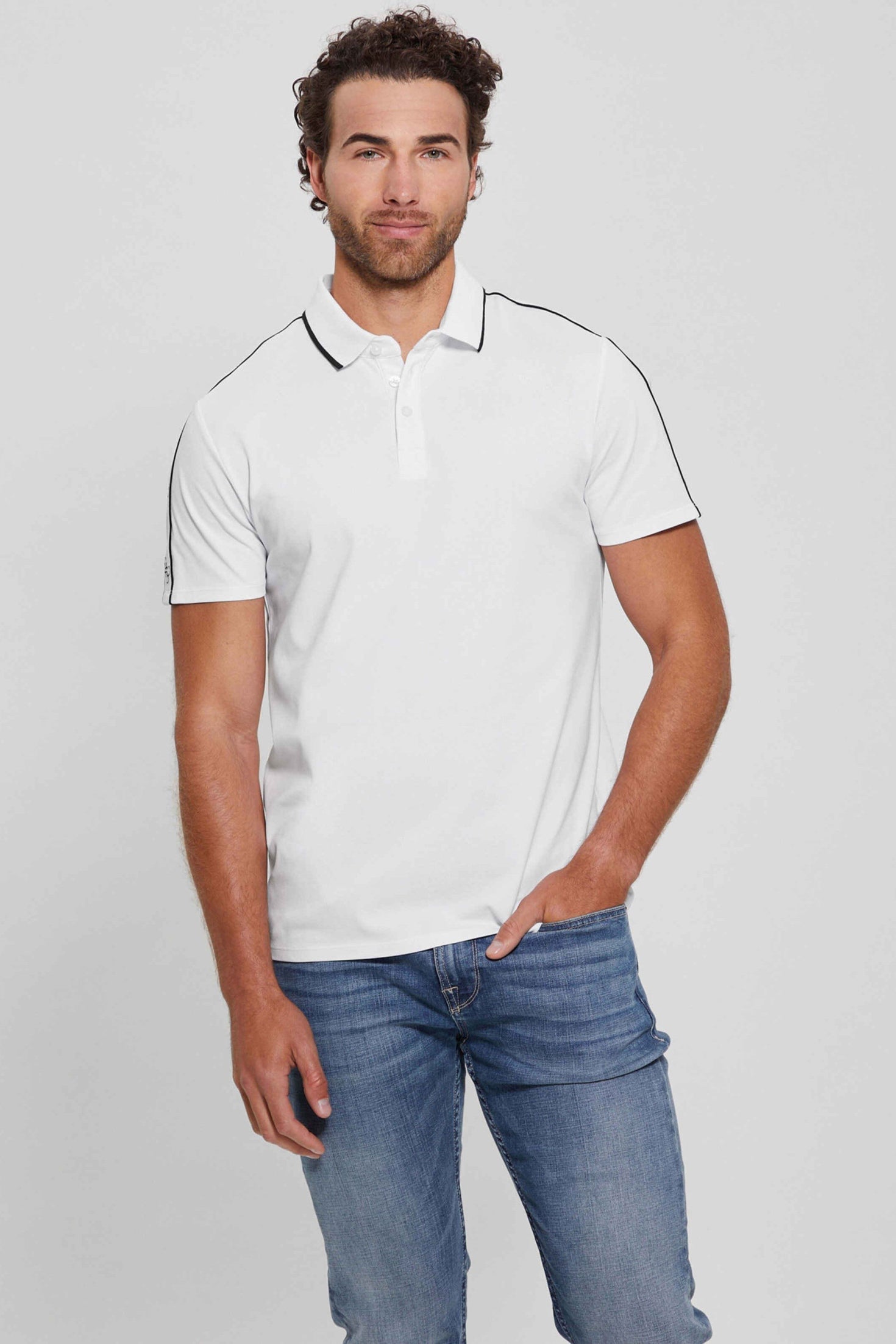 Ss Guess Quattro G Tape Polopure White