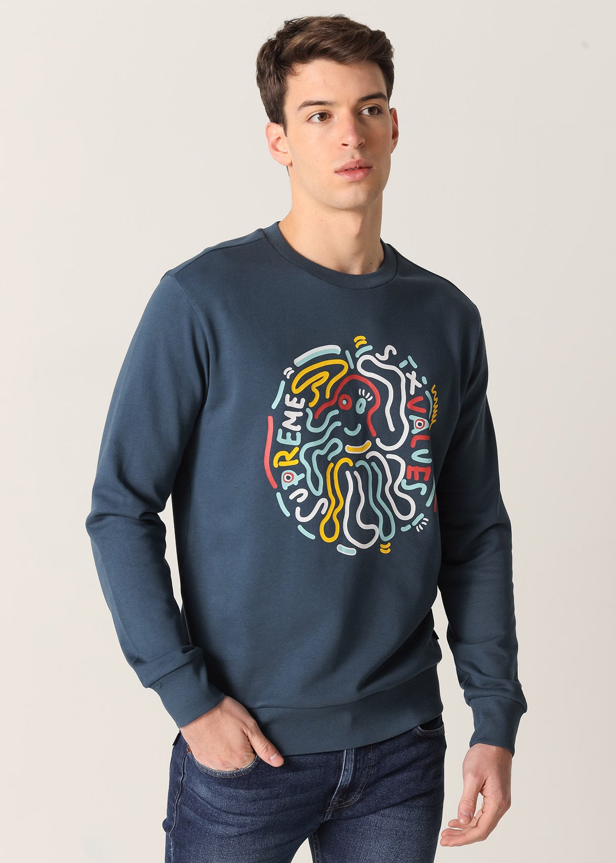 Sudadera Cuello Caja Grafica Color Supreme 366