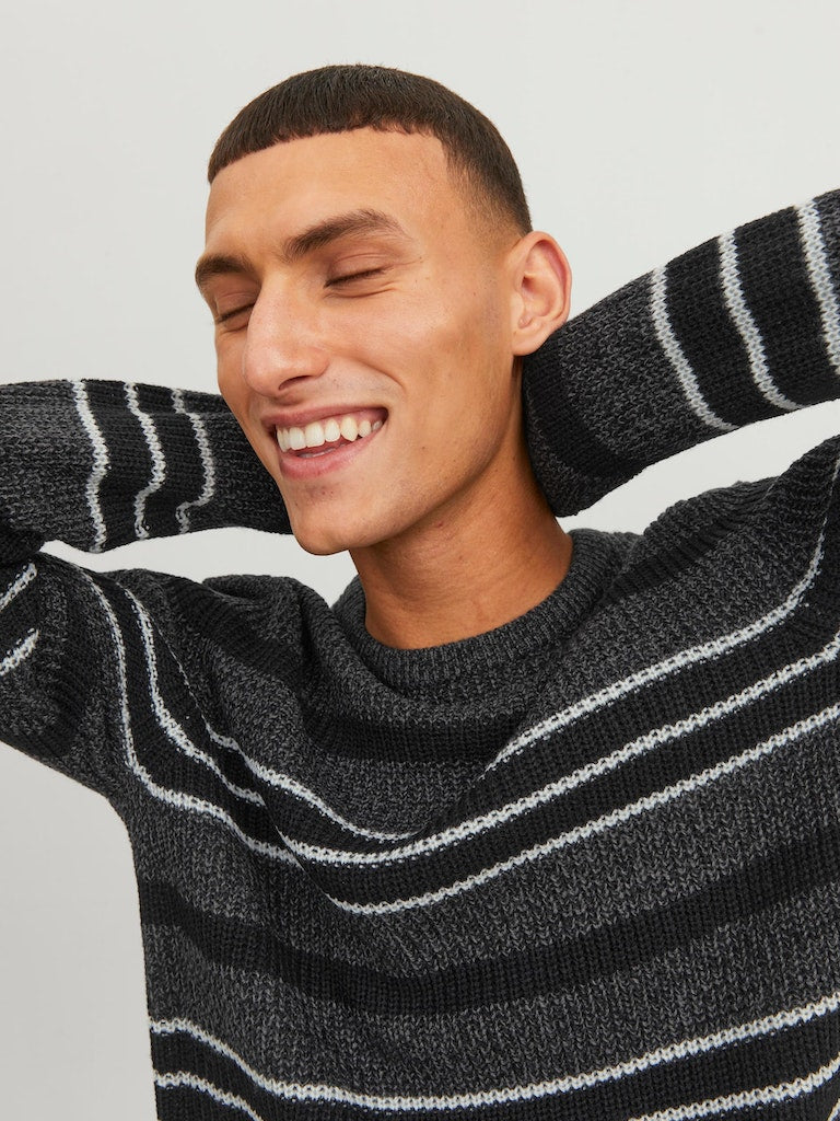 Jcotwist Striped Knit Crew NeckBlack High-Rise & Black