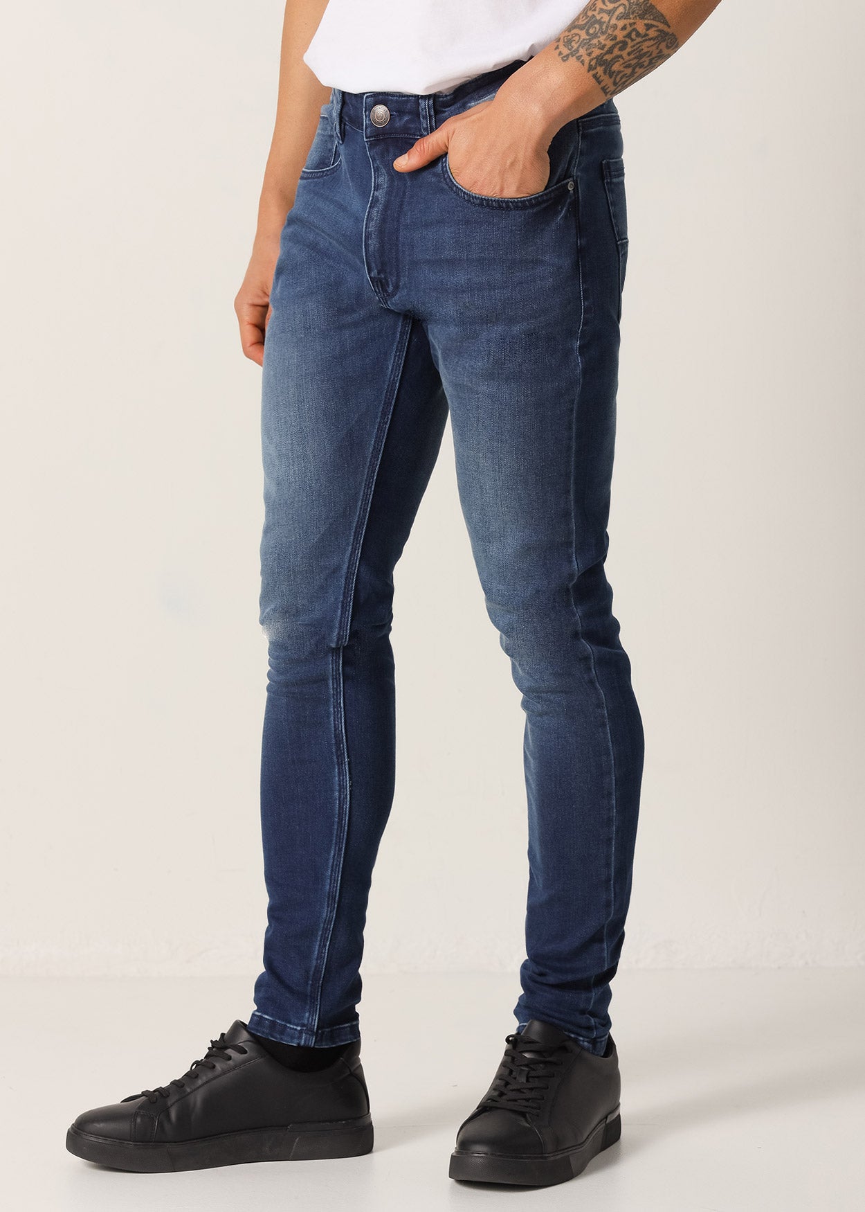 Jeans Cintura Media Super Skinny Tiro Medio  Blue Black 954