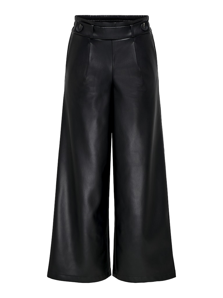 Trousers ONLY Onlbina Faux Leather Wide Pant Bf Otw 15326830 Black