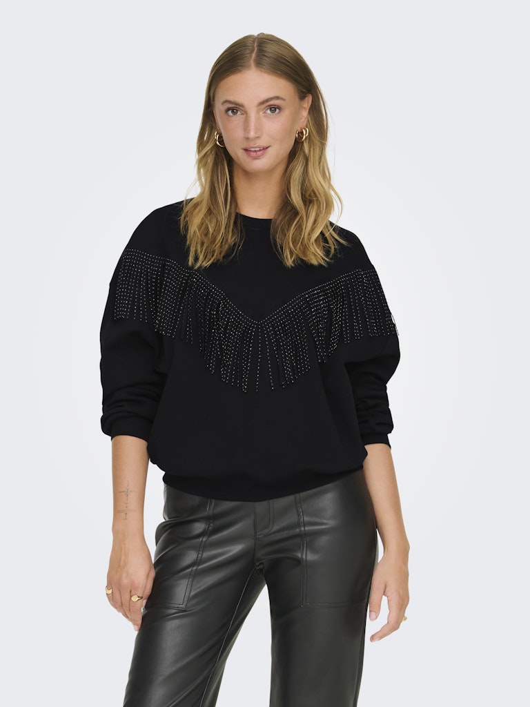 Sweatshirt ONLY Onlfrey L/S O-Neck Fringe Swt 15334016 Black Tasselband black