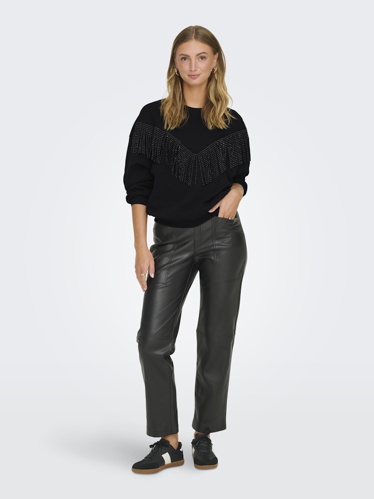 Sweatshirt ONLY Onlfrey L/S O-Neck Fringe Swt 15334016 Black Tasselband black
