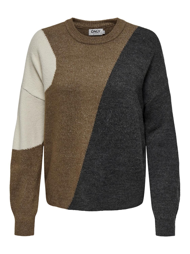 Pullover ONLY Onlsilja L/S Block Pullover Ex Knt 15231372 Toasted Coconut W. WHITECAP GRAY /DGM