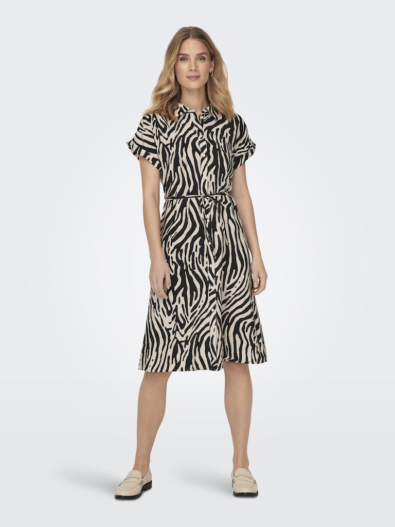 Jdycamille 15286472 S/S Shirt Dress Wvn Tapioca Black Zebra de Jdy