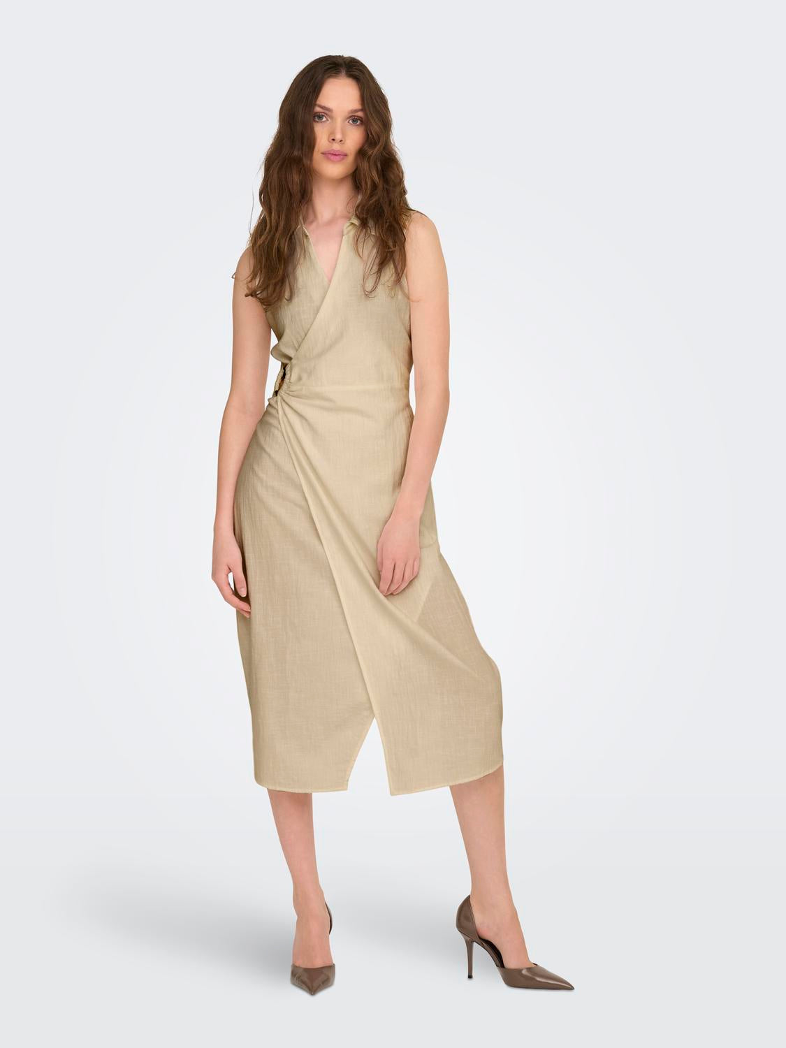 Jdypalma S/L Midi Wrap Dress Wvn de Jdy 15324982 White Pepper Jdy