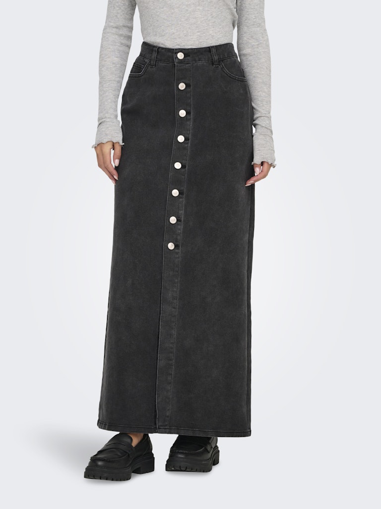 Onlkita Button Maxi Dnm Skirt Gua Washed Black