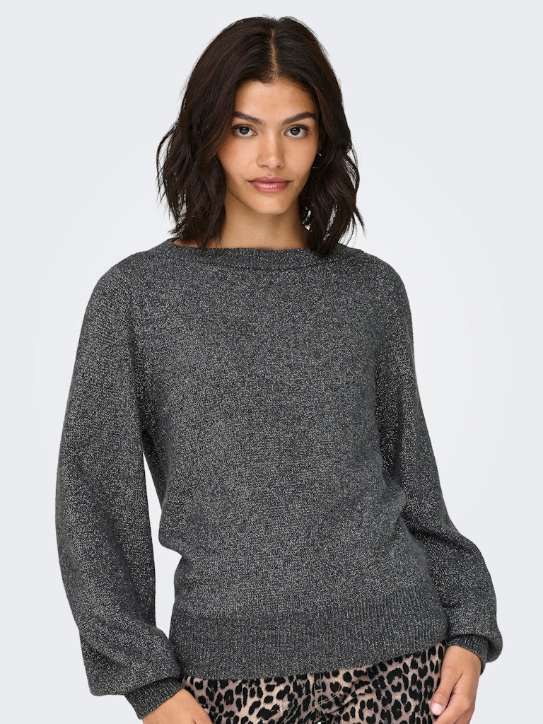 Jdyrue Glitter L/S Boatneck Pullover Knt Dark 15330648 Grey Melange W. Lurex