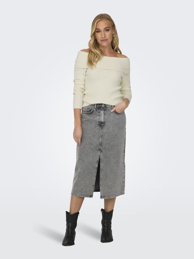 Pullover ONLY Onlkatia Ls Off Shoulder Knt Noos 15311830 Whitecap Gray Melange