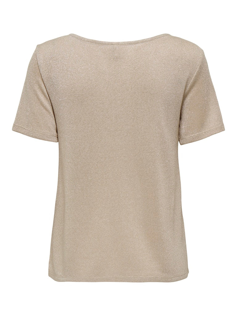 Only Onlamber S/S Shine Top Jrs Brown 15330650Brown Rice Gold glitter