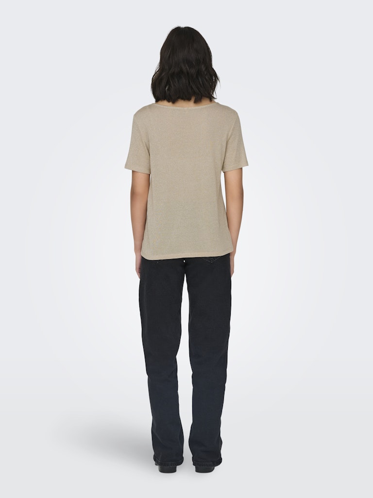 Only Onlamber S/S Shine Top Jrs Brown 15330650Brown Rice Gold glitter