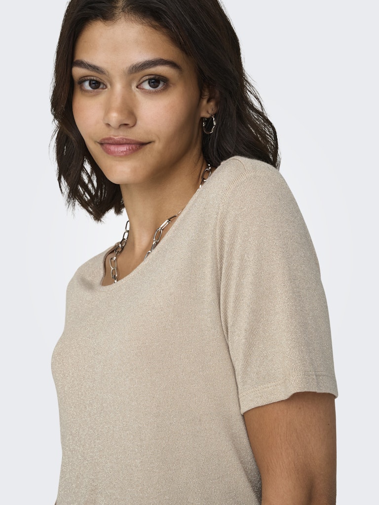 Only Onlamber S/S Shine Top Jrs Brown 15330650Brown Rice Gold glitter