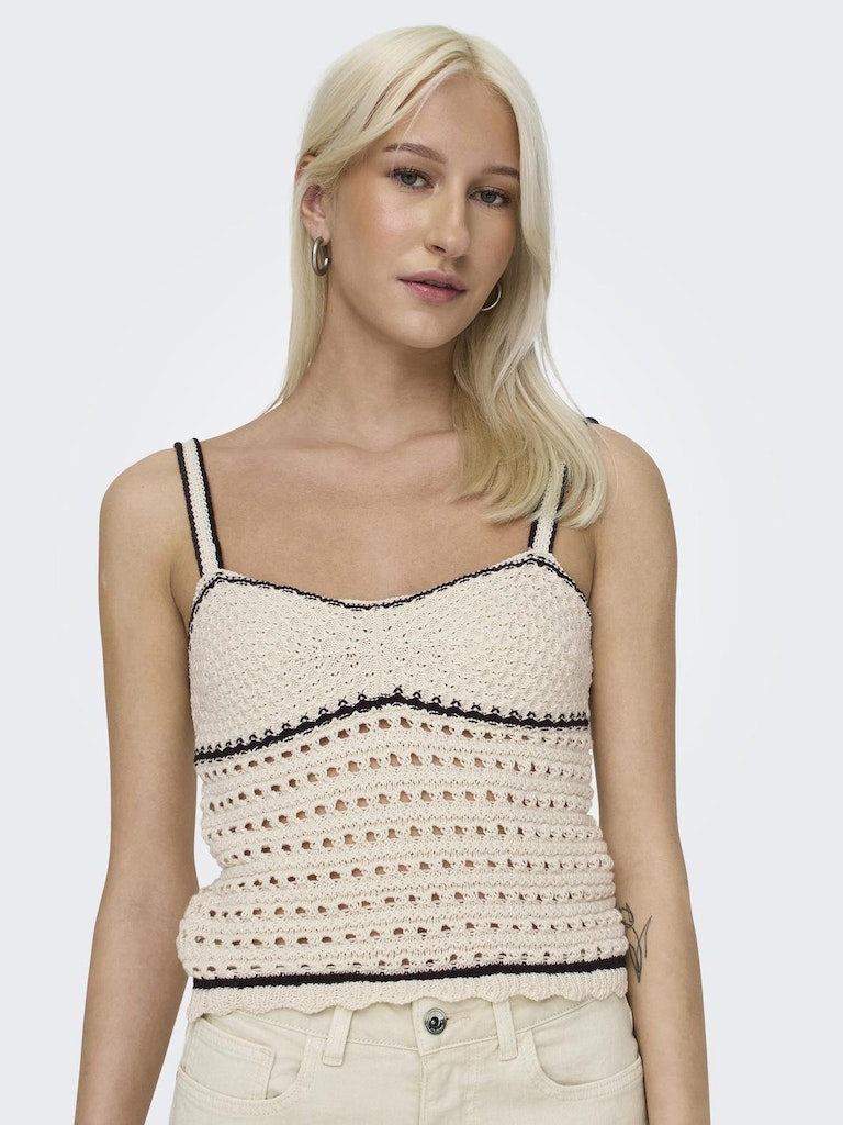 Onlminnie Life Sl Sweetheart Top Knt Birch Black 15318209 de Only
