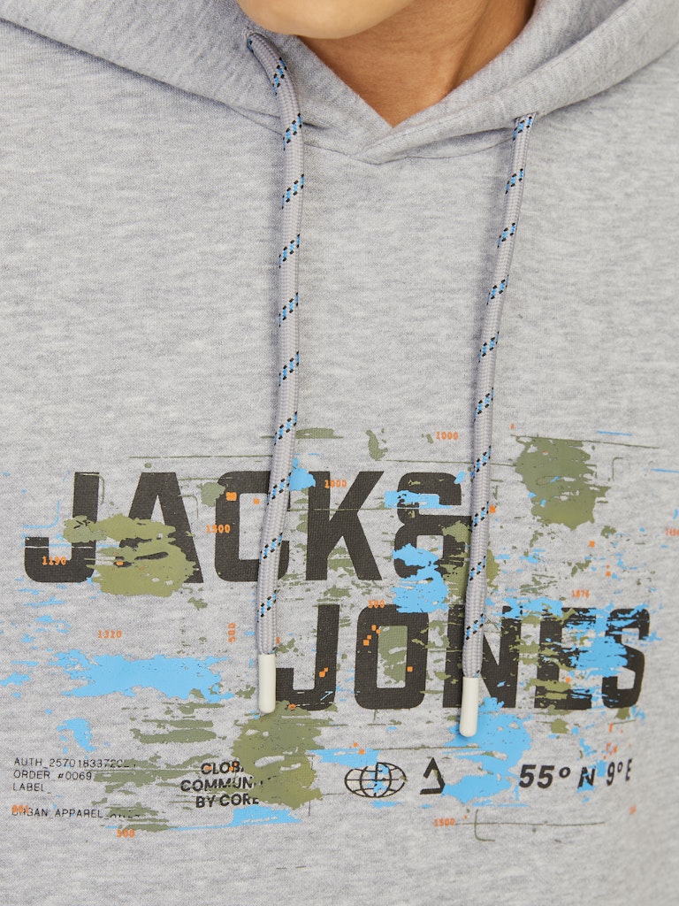 Jack & Jones Jcooutdoor Logo Sweat Hood Sn 12261670 Light Grey Melange
