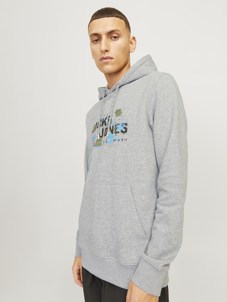 Jack & Jones Jcooutdoor Logo Sweat Hood Sn 12261670 Light Grey Melange