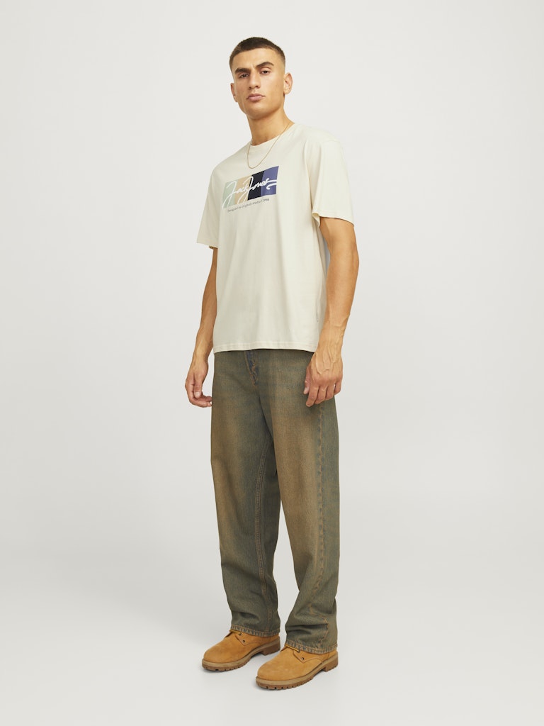 Jack & Jones Jorportland Block Branding Ss Cn Ln 12262662 Buttercream Hombre