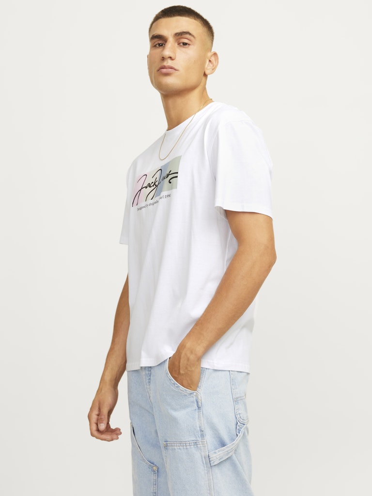 Jack & Jones Jorportland Block Branding Ss Cn Ln 12262662 Bright White Hombre