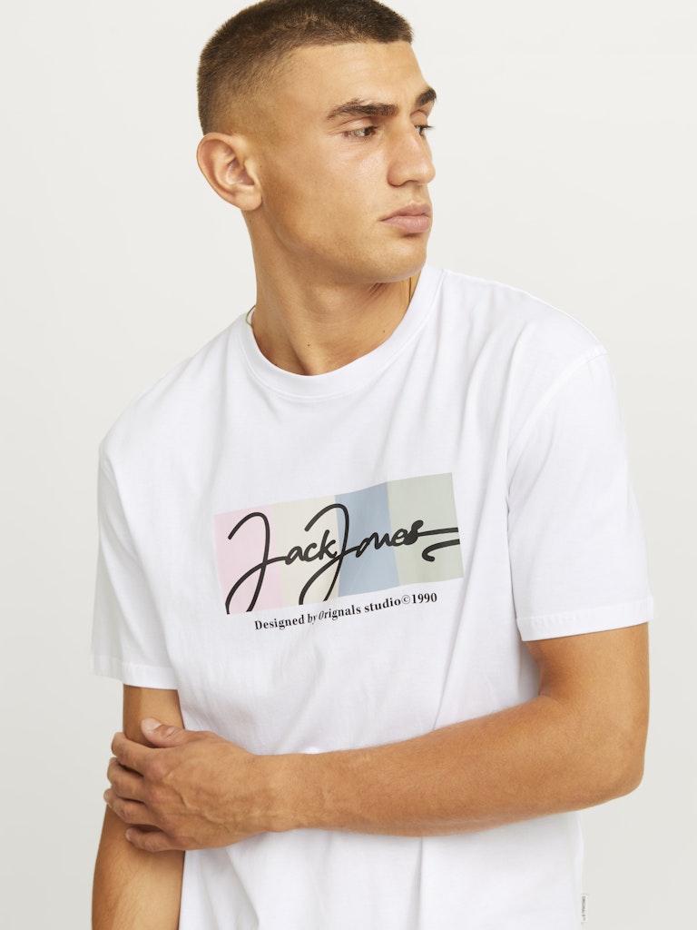 Jack & Jones Jorportland Block Branding Ss Cn Ln 12262662 Bright White Hombre