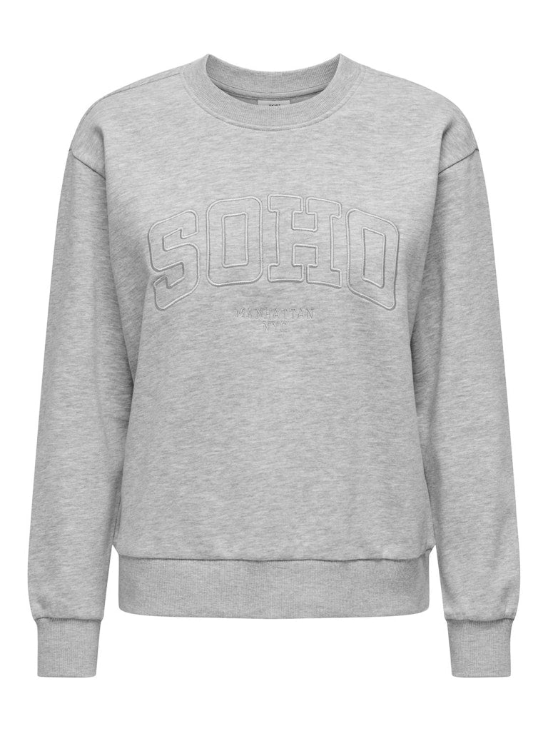 JDY Jdyparis L/S Emb Sweat Jrs 15221015 Light Grey Melange Soho Emb