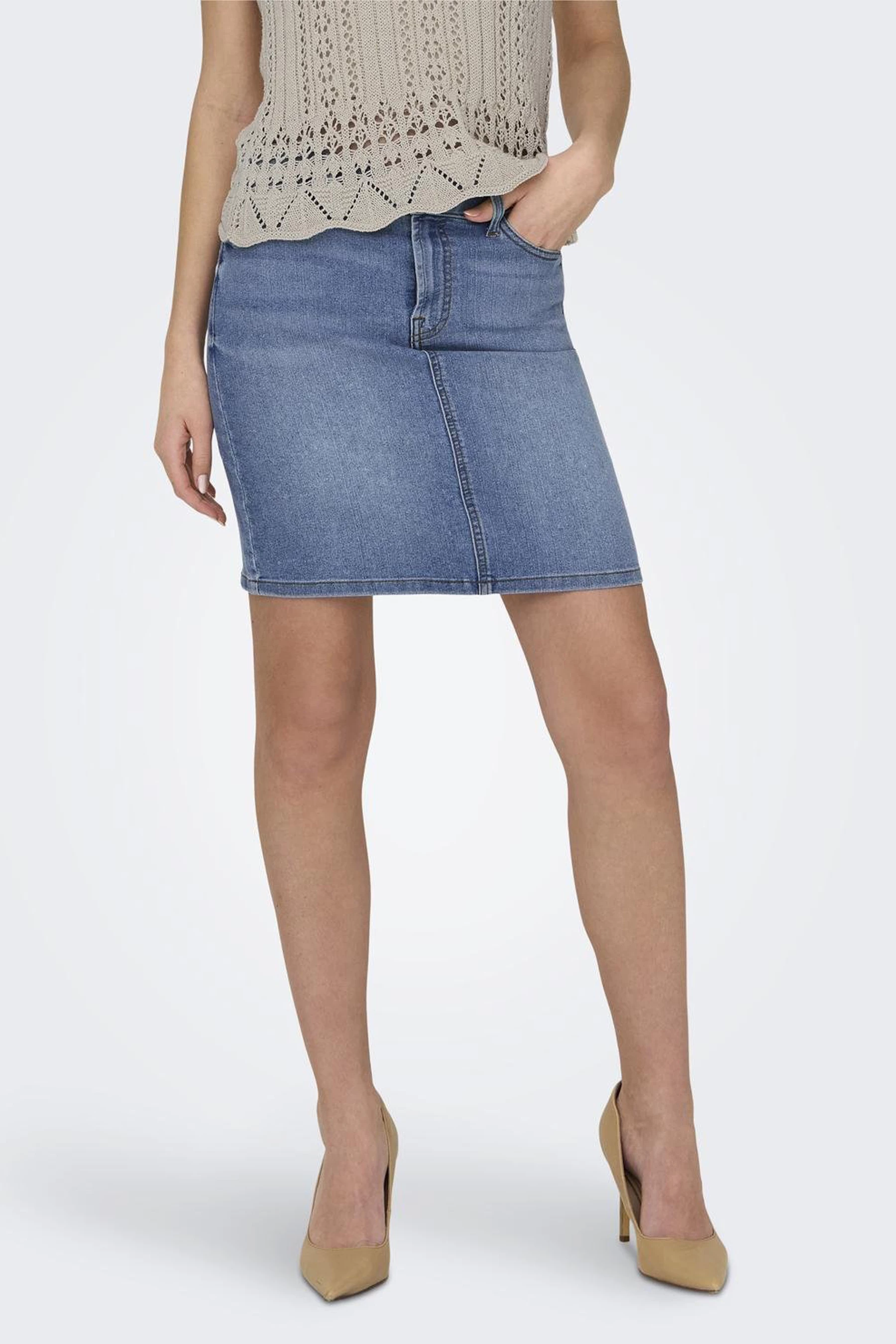 Falda Jdy 15320795 Jdymoon Hw Reg Skirt Dnm Light Blue Denim