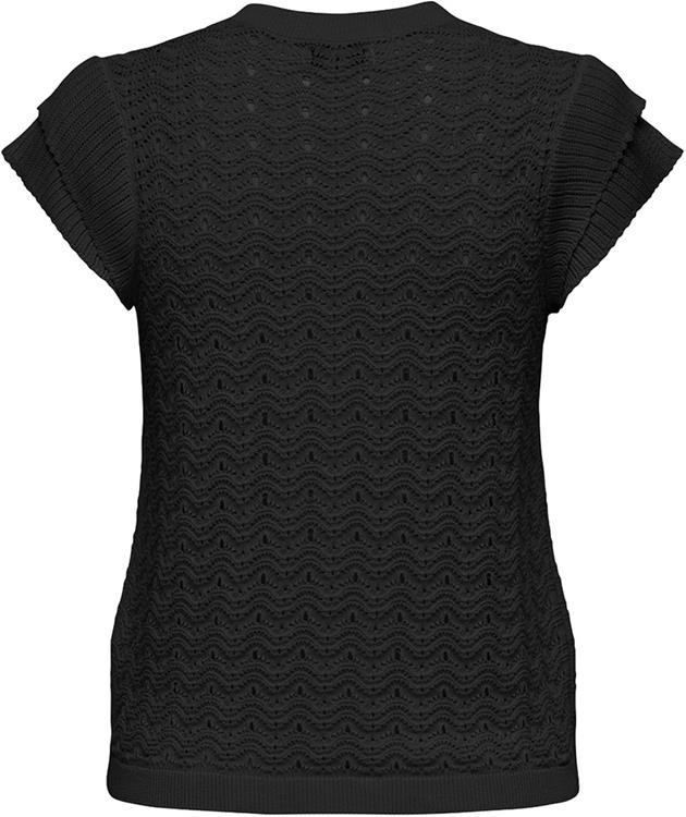 Camiset Jdy 15320724 Jdycarice S/S O-Neck Frill Struc Top Knt Black