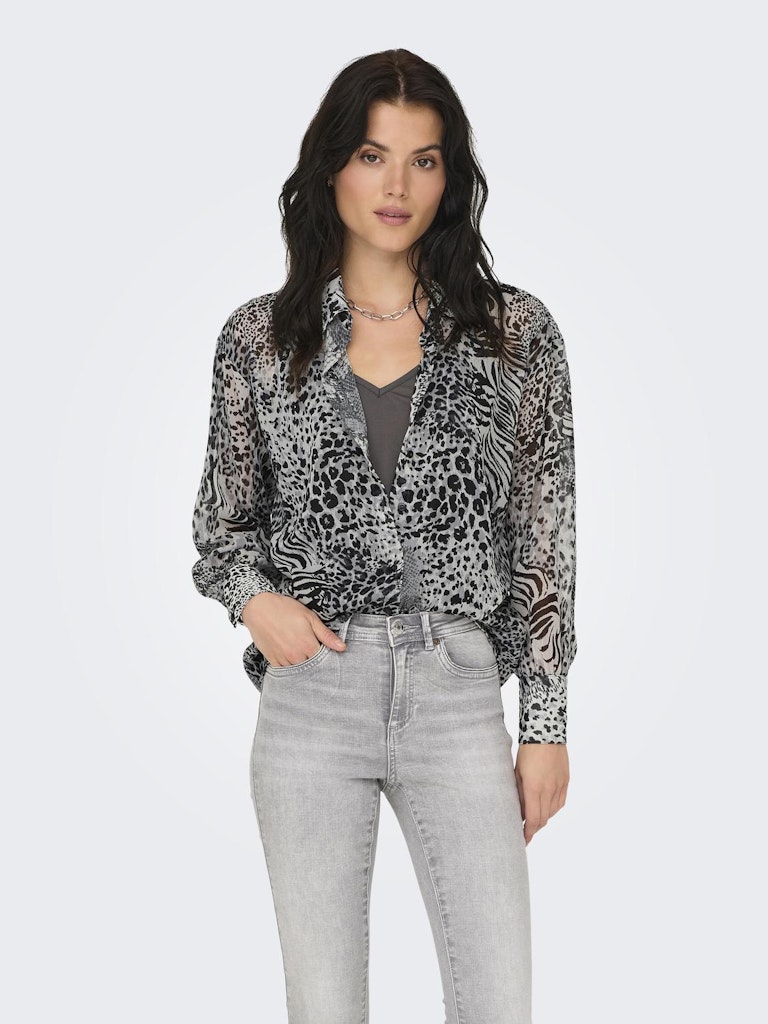 Only Onlria Life L/S Shirt Ptm 15329222 Gray Violet Ranch Animal