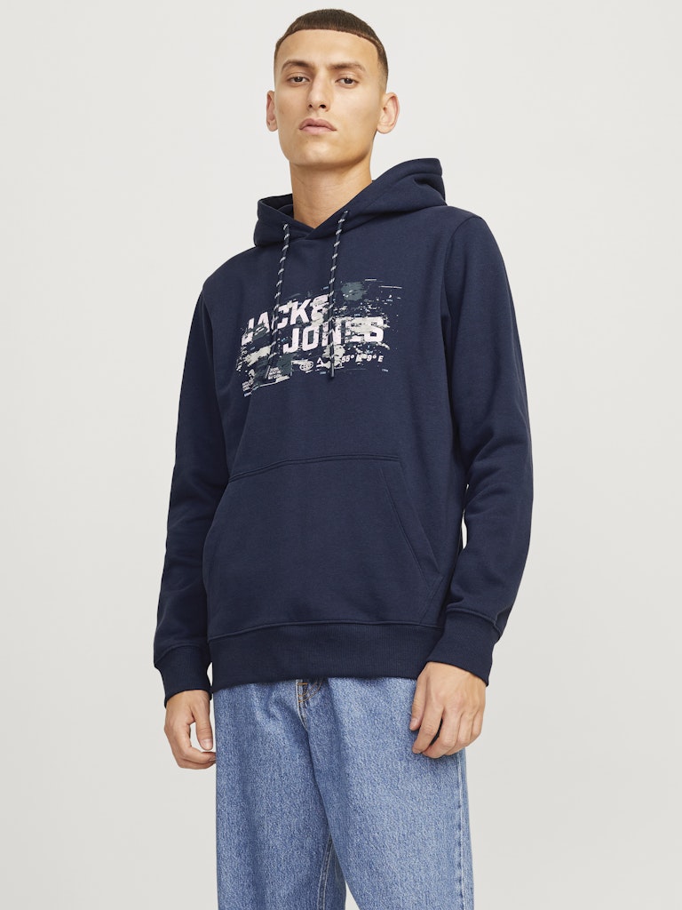 Jack & Jones Jcooutdoor Logo Sweat Hood Sn 12261670 Navy Blazer