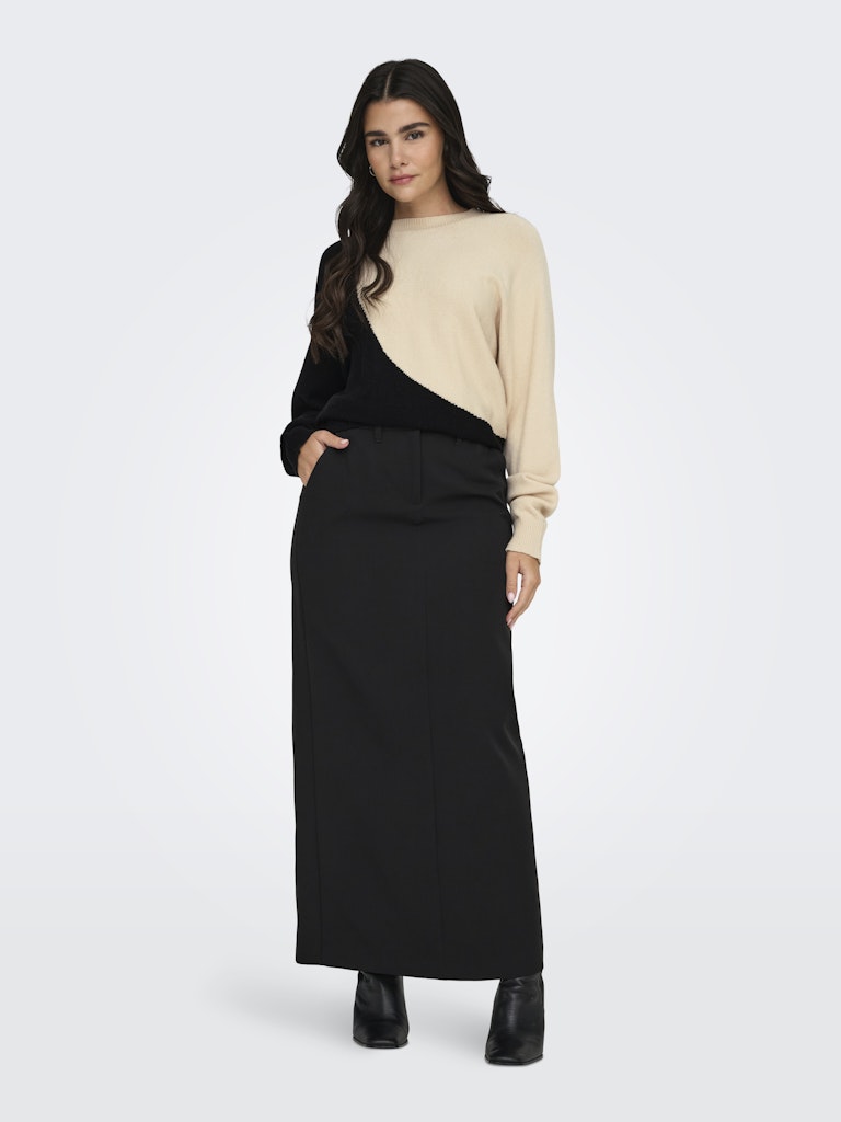 JDY Jdymarco Mia Life L/S Oneck Pullover Knt 15330677 Black W. Whitecap Gray Colorblock