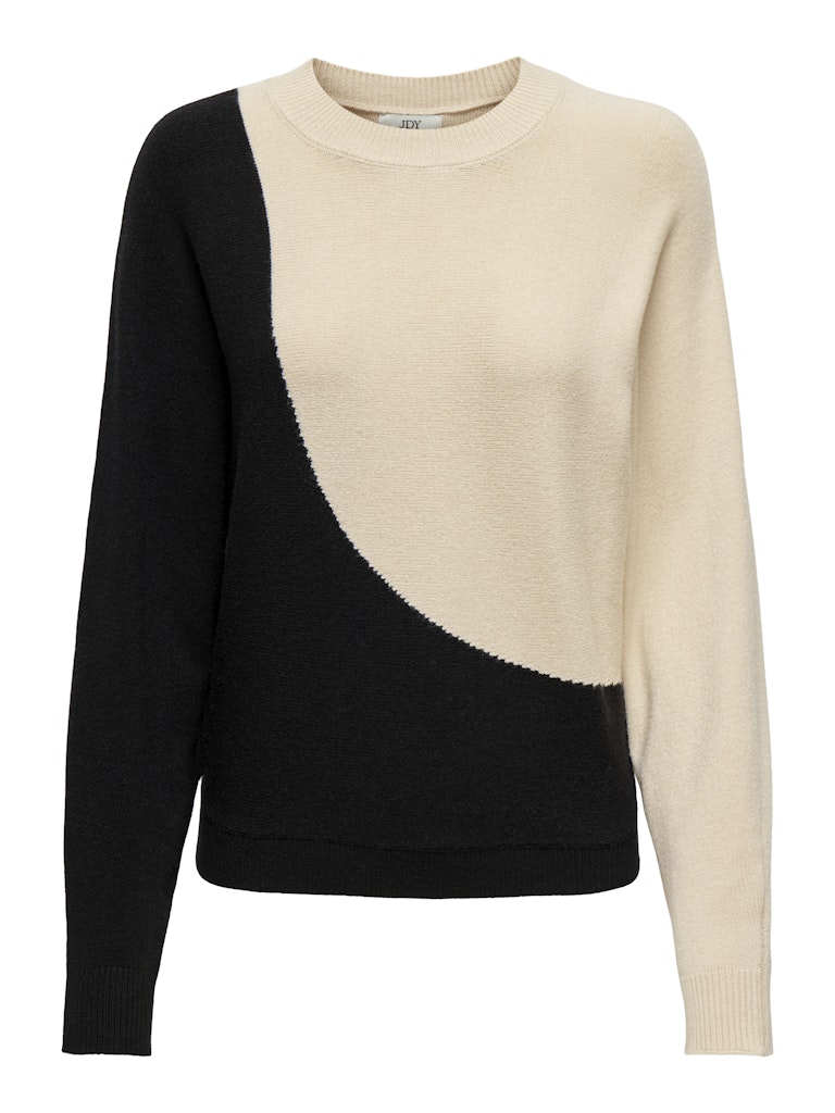 JDY Jdymarco Mia Life L/S Oneck Pullover Knt 15330677 Black W. Whitecap Gray Colorblock