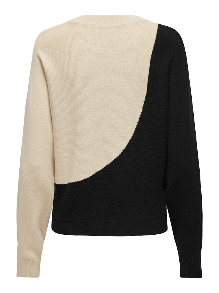 JDY Jdymarco Mia Life L/S Oneck Pullover Knt 15330677 Black W. Whitecap Gray Colorblock