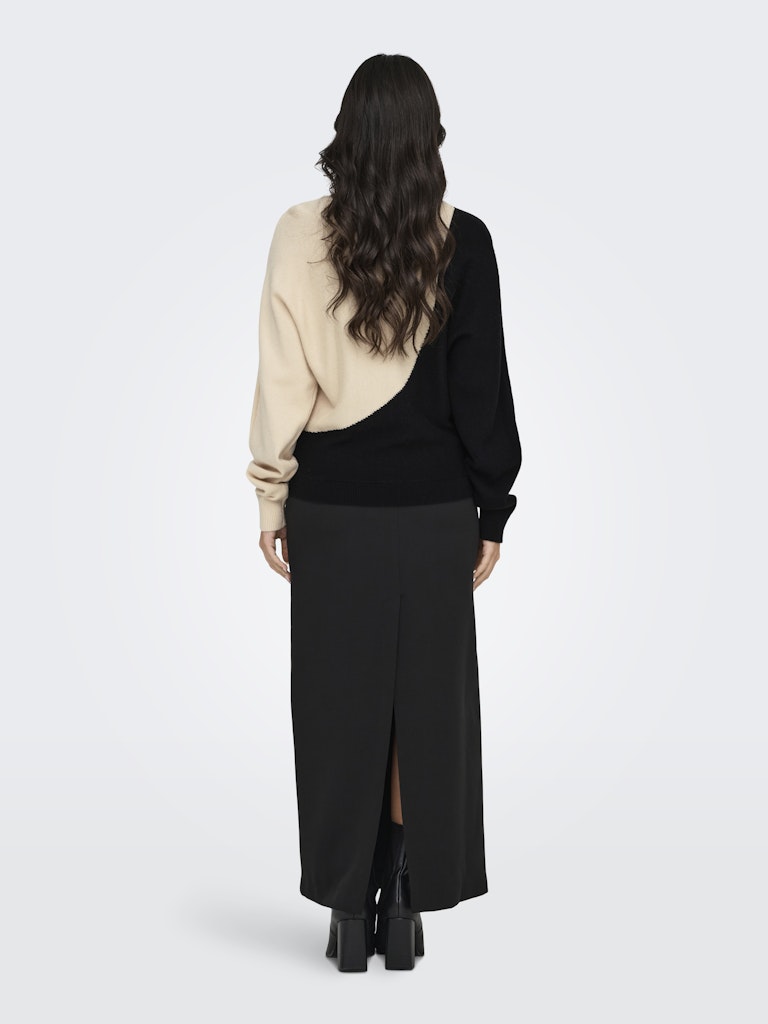 JDY Jdymarco Mia Life L/S Oneck Pullover Knt 15330677 Black W. Whitecap Gray Colorblock