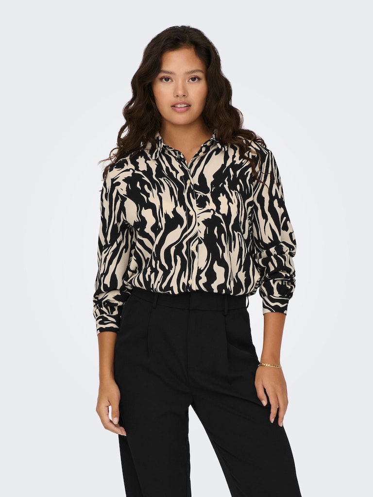 Jdybrooke L/S  Shirt Wvn NoosCloud Dancer BLACK ABST. ANIMAL