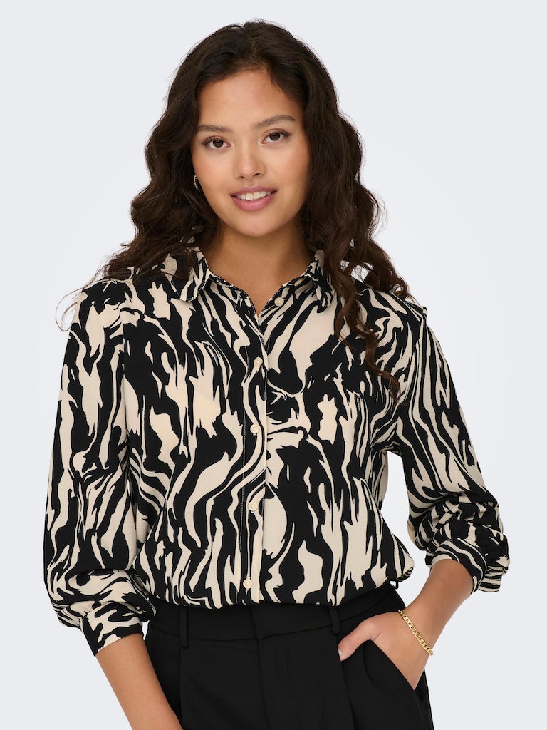 Jdybrooke L/S  Shirt Wvn NoosCloud Dancer BLACK ABST. ANIMAL